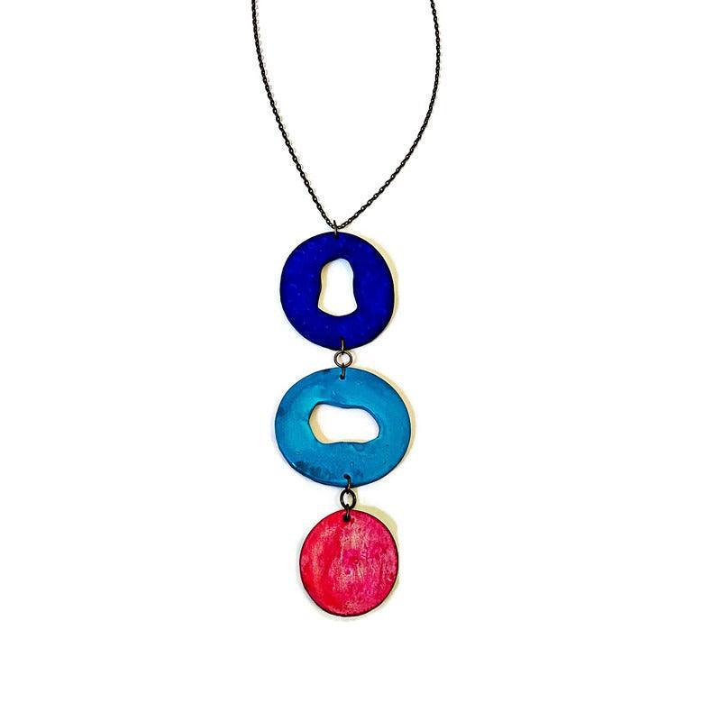 Grand collier pendentif coloré, fait main en argile polymère