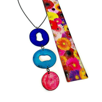 Grand collier pendentif coloré, fait main en argile polymère