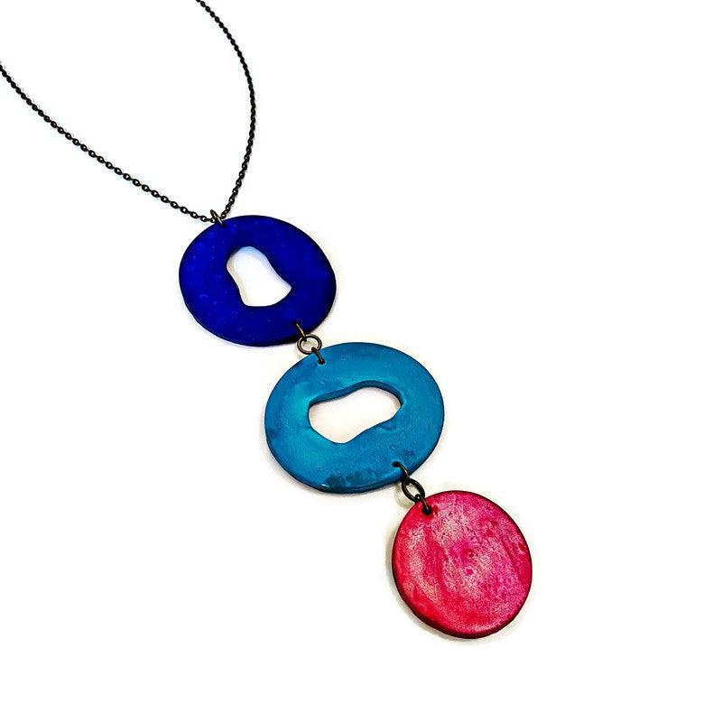 Grand collier pendentif coloré, fait main en argile polymère