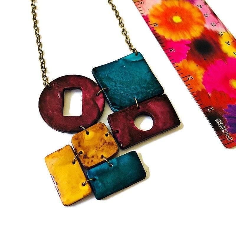 Boucles d'oreilles pendantes géométriques longues, clous ou clips – Fait main