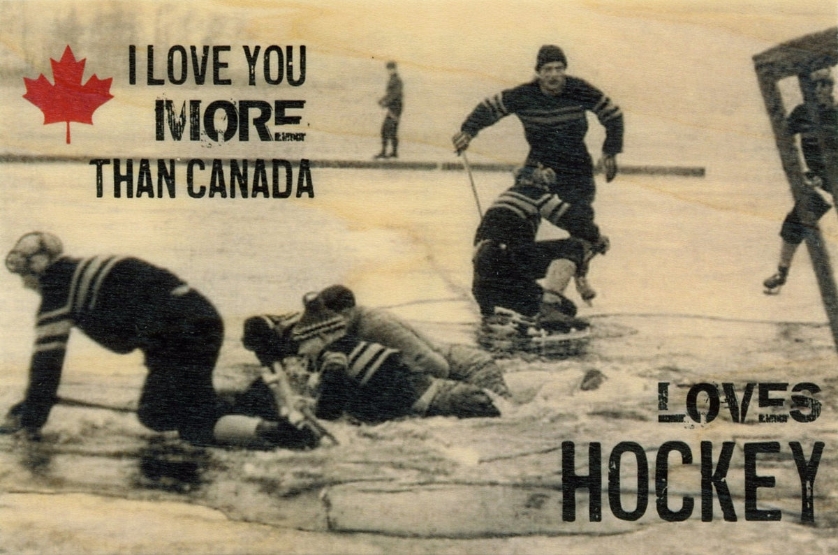 Wood Postcard - Love Hockey