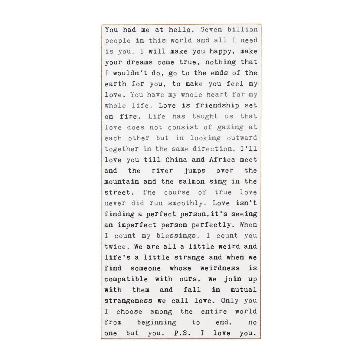 Typewriter Sign - Love