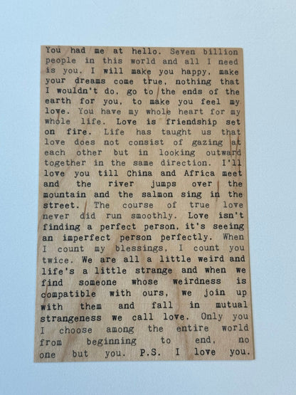 Wood Postcard - Love
