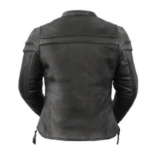 Blouson de moto pour femme. Cuir de vachette ventilé avec doublure thermique amovible