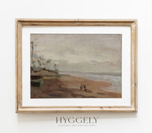 Estampe d'art représentant un paysage de plage nuageux ancien L0163