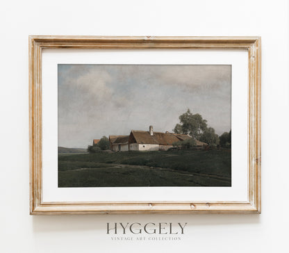 Impression d'art Paysage Cottage Vintage sur Colline L0165