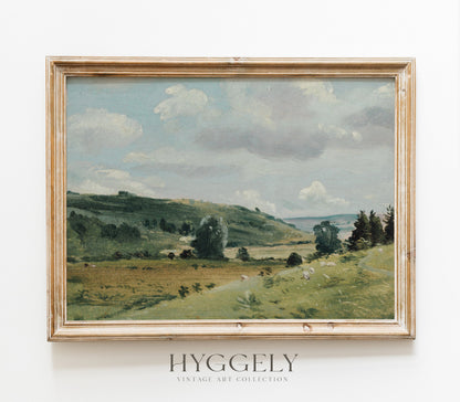 Impression d'art Paysage Vintage Champ Vert L0159