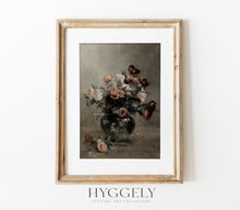Impression d'art florale vintage et sombre en vase S0207
