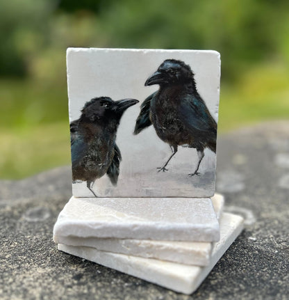 Marble Coasters - Lost & Found - Crows Talking