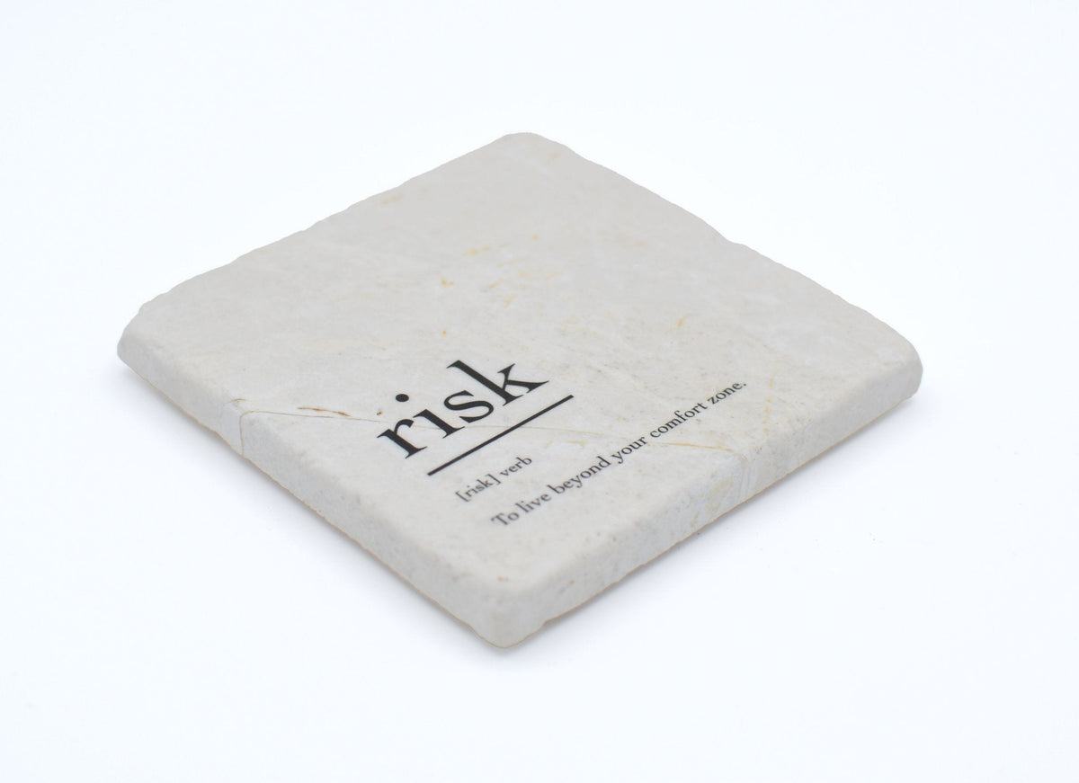 Marble Coasters - Verbs To Live By - Risk