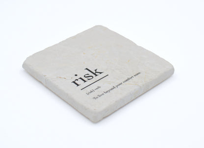 Marble Coasters - Verbs To Live By - Risk