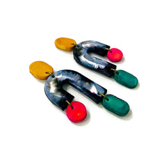 Marbled Asymmetric Earrings with Colorful Ascents