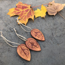 Maroon Leaf Ornaments, Rustic Fall Décor or Christmas Tree Decoration