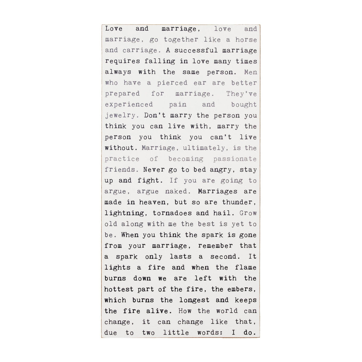 Typewriter Sign - Marriage