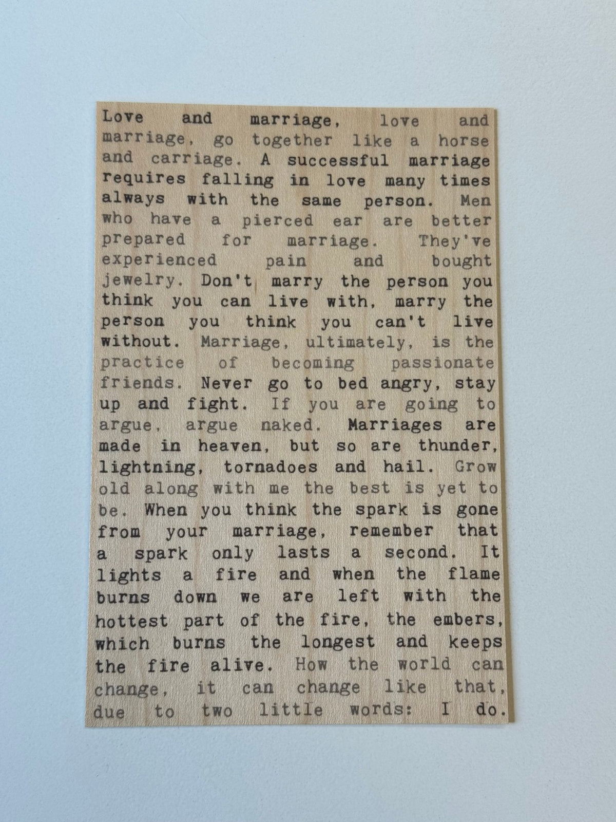 Wood Postcard - Marriage