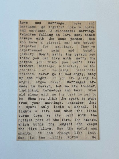 Wood Postcard - Marriage