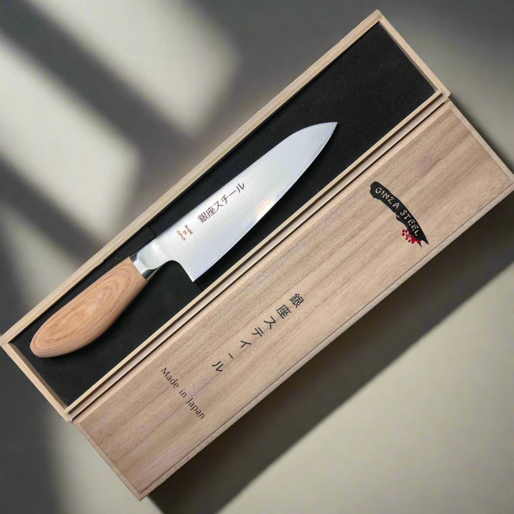 MATSUE 165 - Couteau Santoku en acier inoxydable MV 165mm/Manche en bois naturel