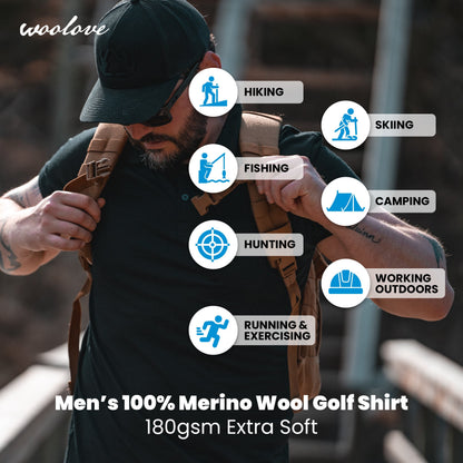 Polo de golf léger en laine mérinos pour homme