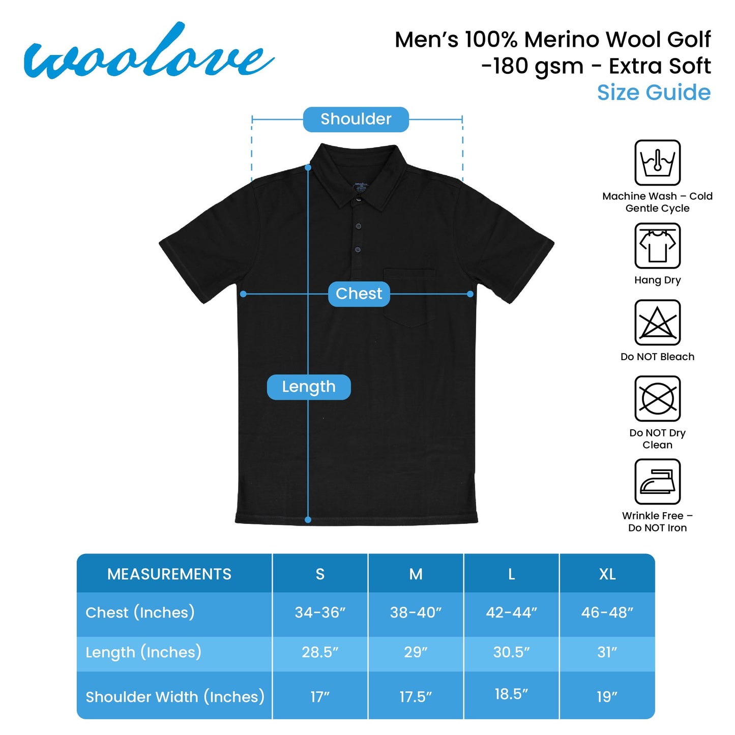 Polo de golf léger en laine mérinos pour homme