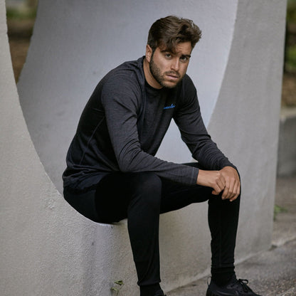 Haut à manches longues col rond en laine mérinos pour homme — Poids moyen