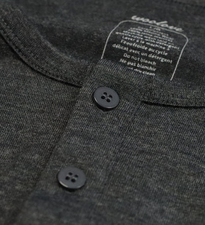 Henley à manches longues en laine mérinos pour homme — Poids moyen