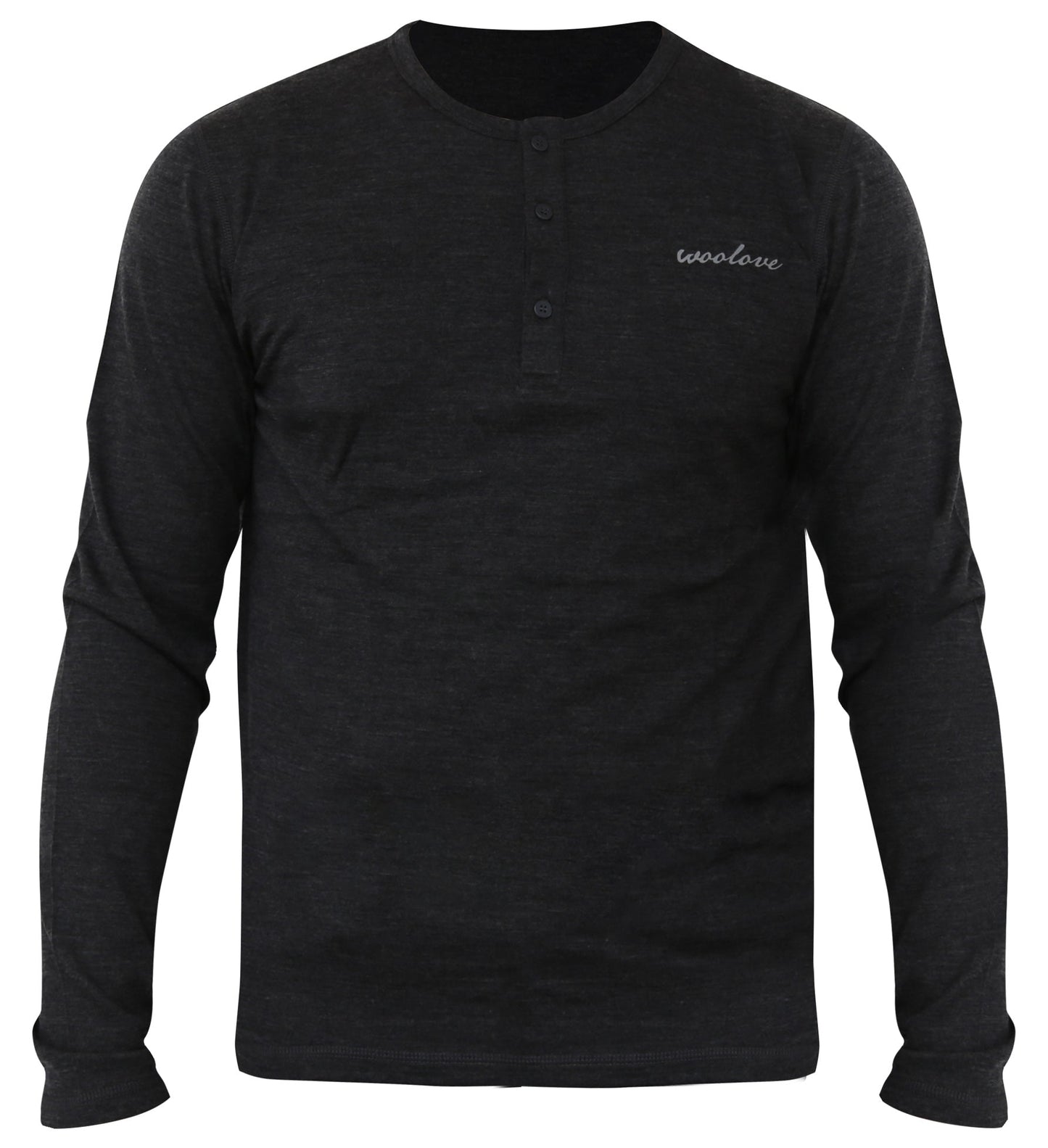 Henley à manches longues en laine mérinos pour homme — Poids moyen