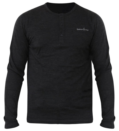 Henley à manches longues en laine mérinos pour homme — Poids moyen