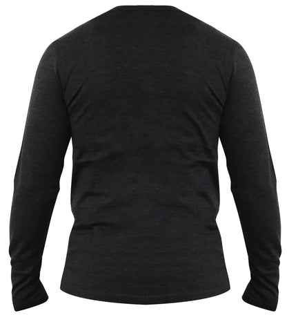 Henley à manches longues en laine mérinos pour homme — Poids moyen