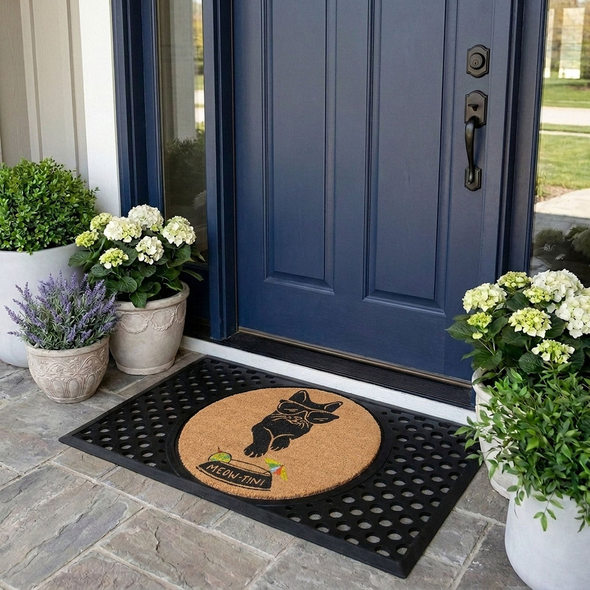meowtini round doormat set