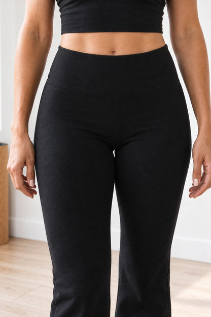 Organic Cotton High-Waisted Mini Flare Pants 32"