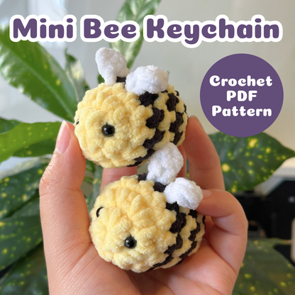 Crochet Mini Bee Keychain Pattern PDF Download Beginner Friendly