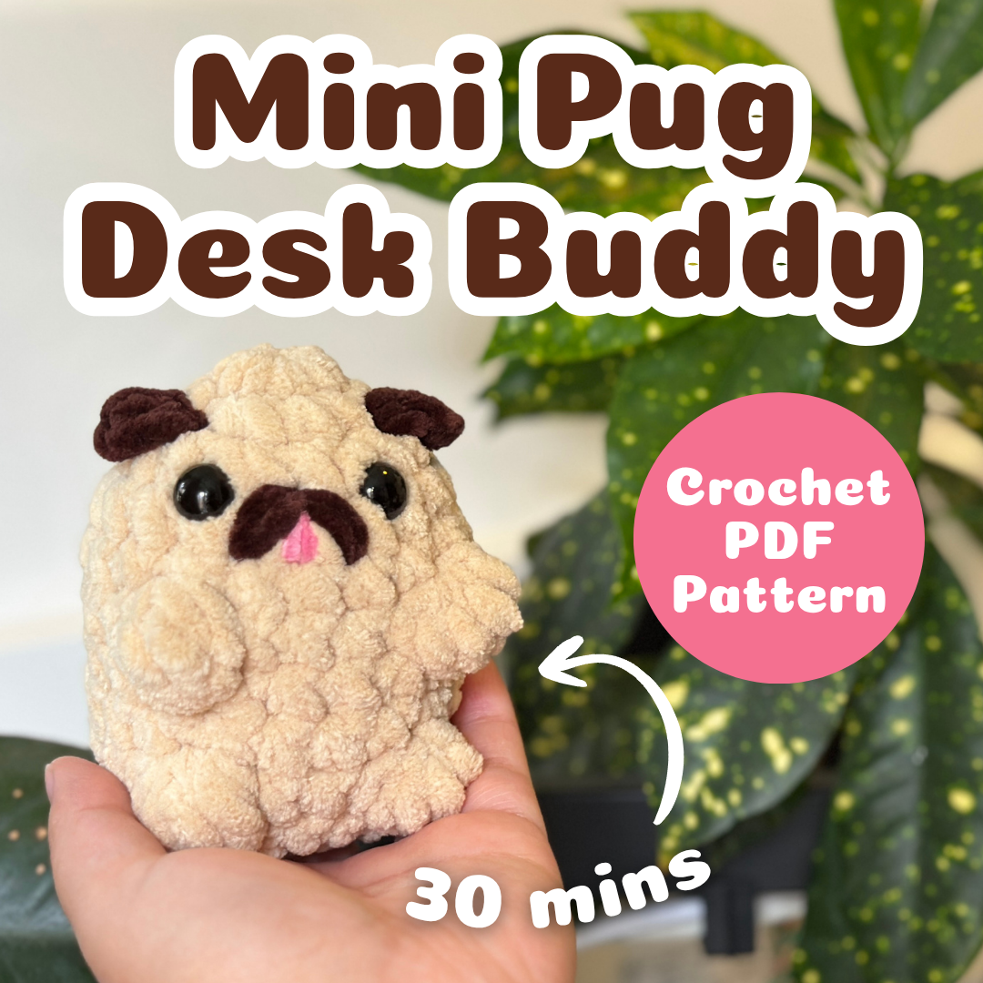 Crochet Mini Dog Desk Buddy Plushie Pattern PDF Download Beginner Friendly