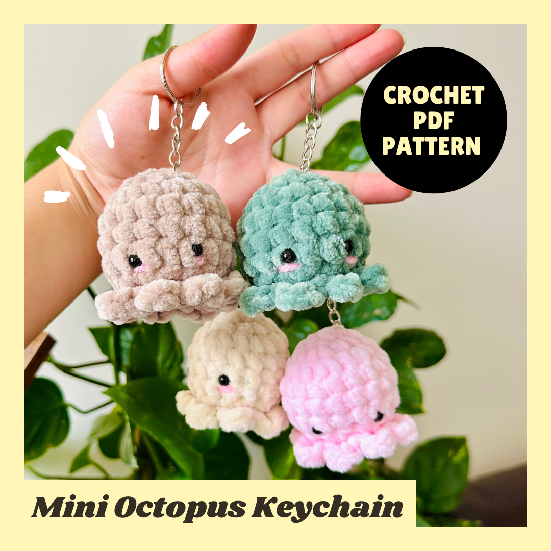 Crochet Mini Octopus Keychain Pattern PDF Download Beginner Friendly