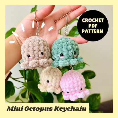 Crochet Mini Octopus Keychain Pattern PDF Download Beginner Friendly