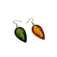 Mismatched Leaves Earrings Handmade, Fall Jewelry