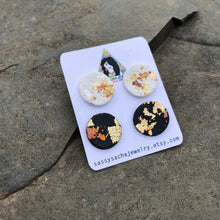 Mixed Metal Foil Earrings Set of 2, Polymer Clay Studs