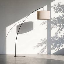 MOBY Extra Large Beige Linen Arc Floor Lamp for Living Room & Sofa