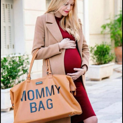 Vintage Leather-Look Brown Mommy Bag