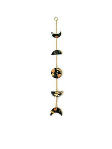 Moon Phase Wall Hanging Black with Mixed Metal Flakes, Modern Minimalist Home Decor