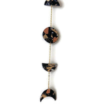 Moon Phase Wall Hanging Black with Mixed Metal Flakes, Modern Minimalist Home Decor