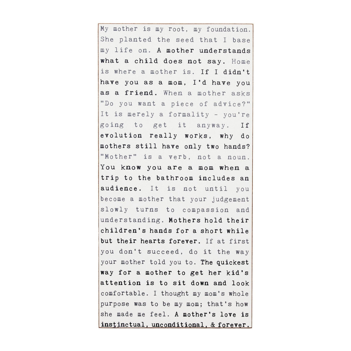 Typewriter Sign - Mothers