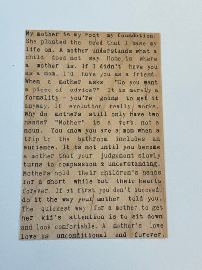 Wood Postcard - Mothers