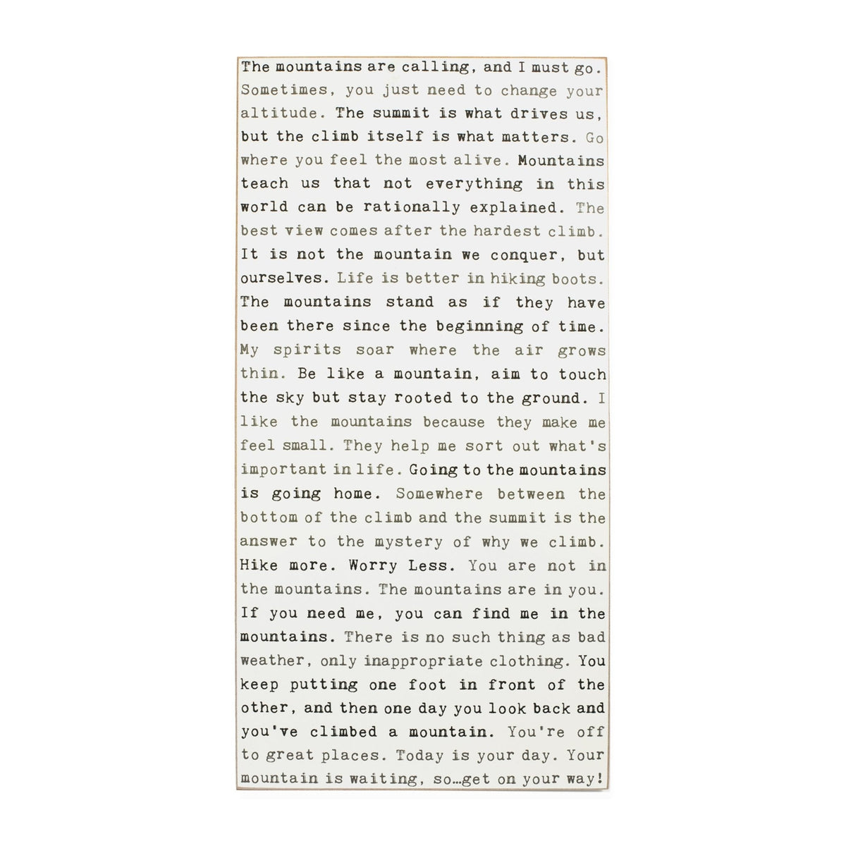 Typewriter Sign - Mountains