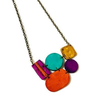 Multicolored Statement Pendant Necklace, Handmade Polymer Clay