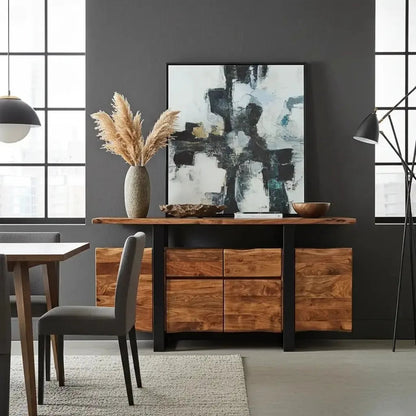 Live edge acacia wood sideboard