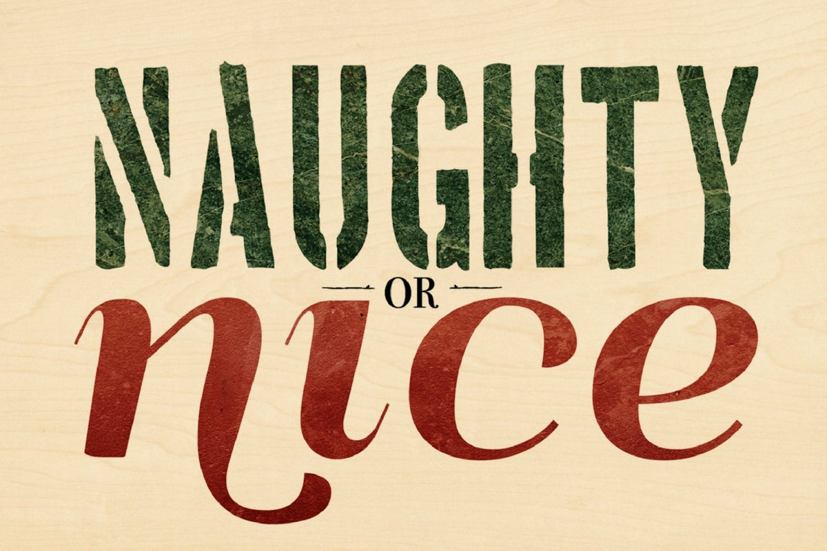 Wood Postcard - Naughty or Nice
