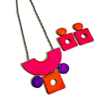 Neon Statement Jewelry Set with Matching Earrings