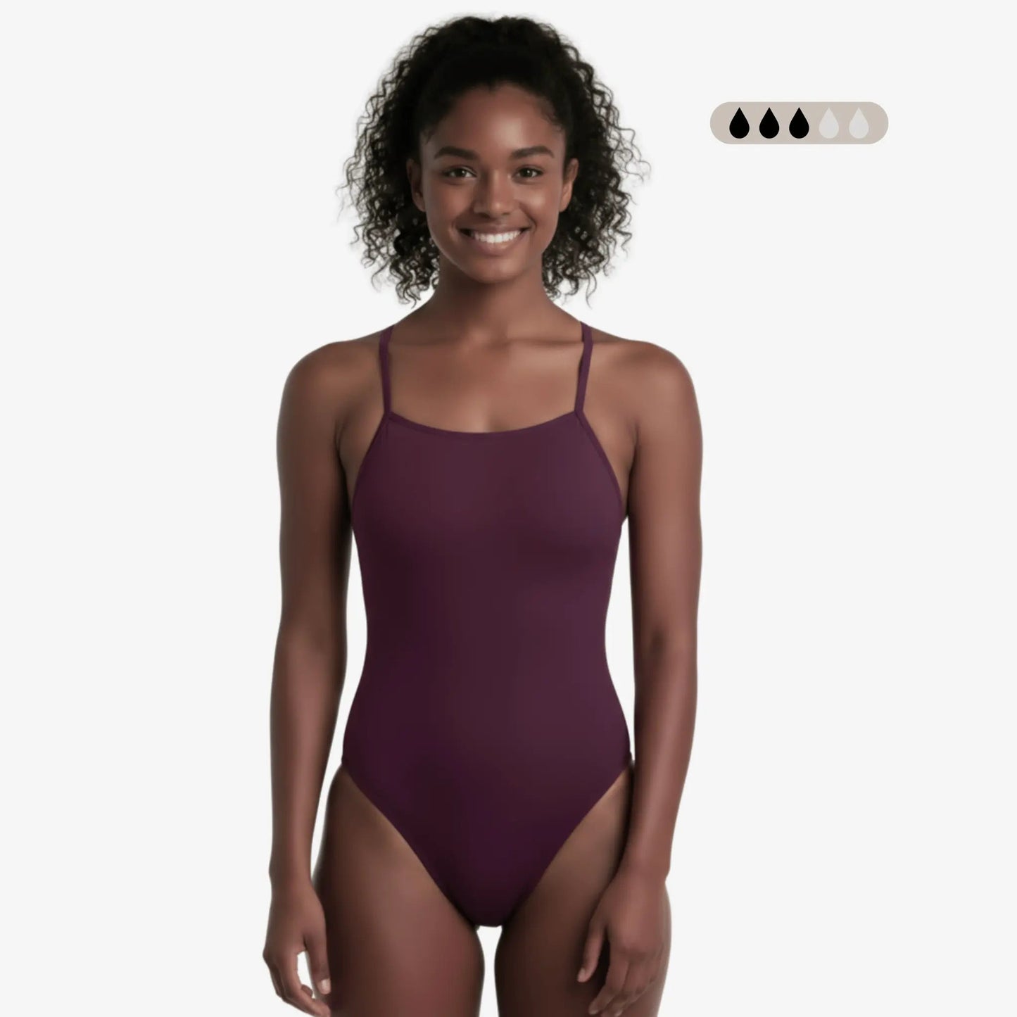 Maillot de bain de règles une pièce à dos ouvert SecureFlo Merlot par Norca