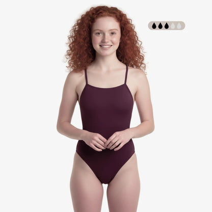 Maillot de bain de règles une pièce à dos ouvert SecureFlo Merlot par Norca