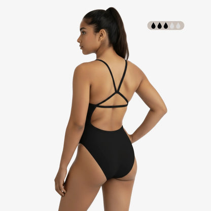 Maillot de bain de règles une pièce à dos ouvert Onyx SecureFlo de Norca